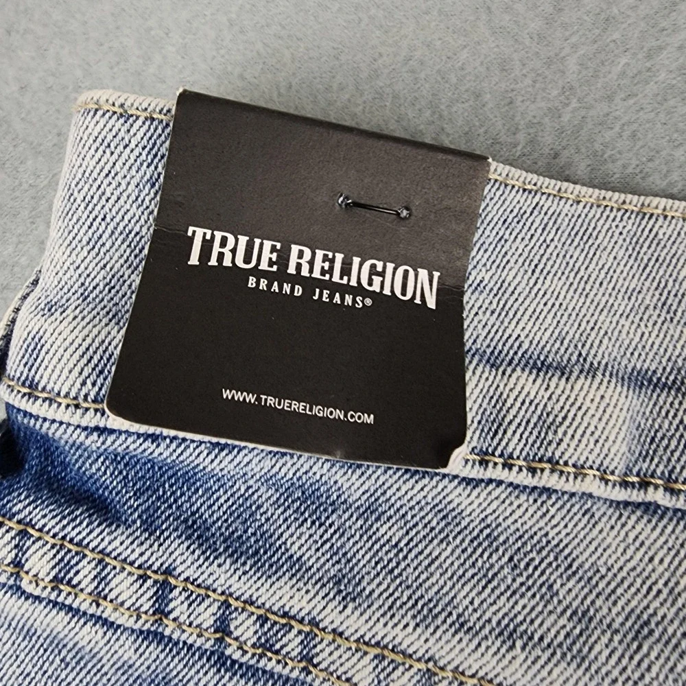 True Religion Billy Jeans Mens 36x32 Light Wash Relaxed Bootcut Stretch Denim SN